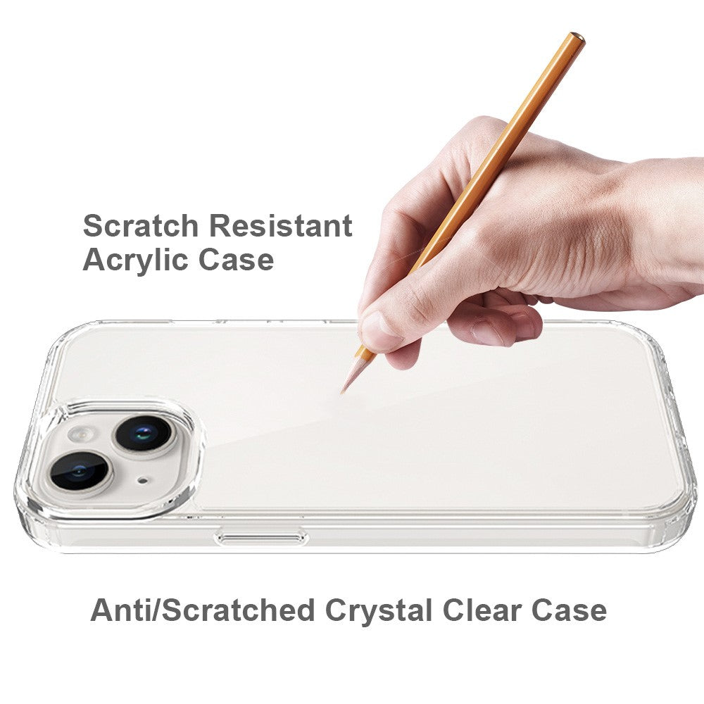 iPhone 15 HD Clear Design Acrylic+TPU Hybrid Phone Case Cover Anti-Scratch Smartphone Shell