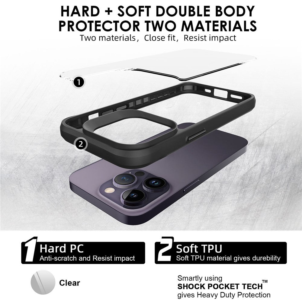 Combat X Mode Series for iPhone 15 Pro Four Corner Anti-drop Cover TPU + PC Cell Phone Case