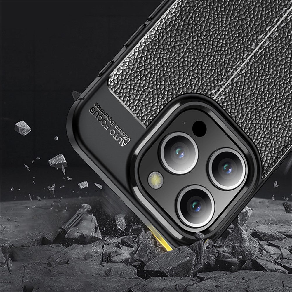 For iPhone 15 Pro Litchi Texture TPU Back Cover Anti-scratch Phone Case