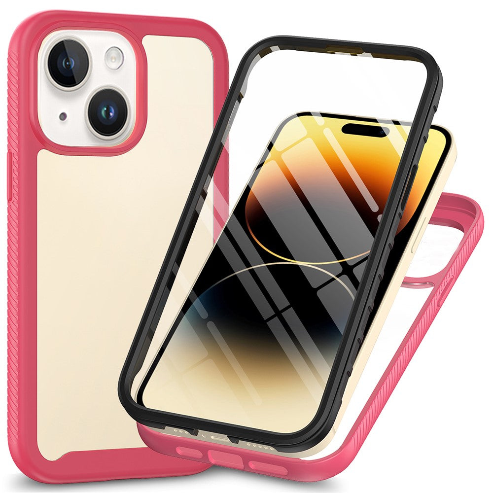 iPhone 15 Full Protection Phone Case 3-in-1 Anti-Drop TPU+PC Cover with PET Screen Protector