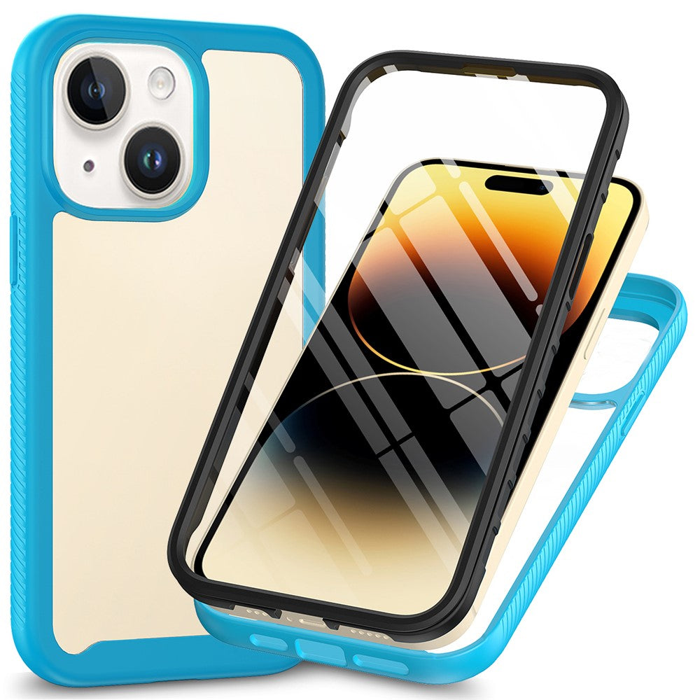 iPhone 15 Full Protection Phone Case 3-in-1 Anti-Drop TPU+PC Cover with PET Screen Protector