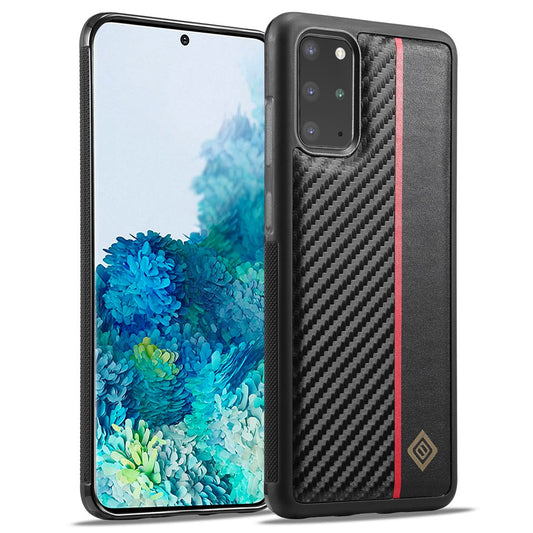 LC.IMEEKE For Samsung Galaxy S20 Plus 4G / 5G Phone Cover Carbon Fiber Texture Leather+TPU+EVA Back Case