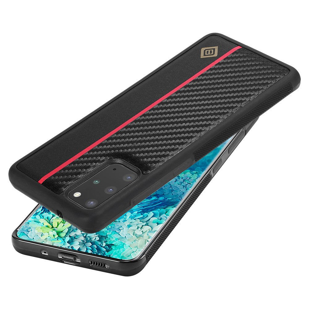 LC.IMEEKE For Samsung Galaxy S20 Plus 4G / 5G Phone Cover Carbon Fiber Texture Leather+TPU+EVA Back Case
