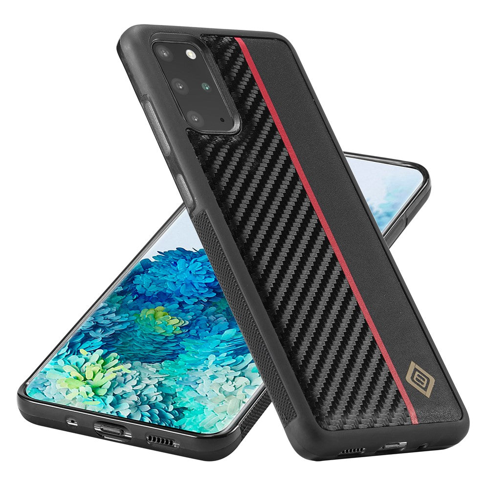 LC.IMEEKE For Samsung Galaxy S20 Plus 4G / 5G Phone Cover Carbon Fiber Texture Leather+TPU+EVA Back Case