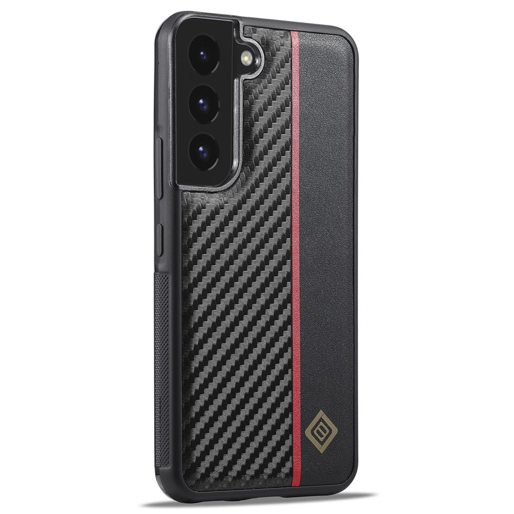 LC.IMEEKE For Samsung Galaxy S21 4G / 5G Carbon Fiber Texture Case PU Leather Coated TPU+EVA Fall Resistant Phone Cover