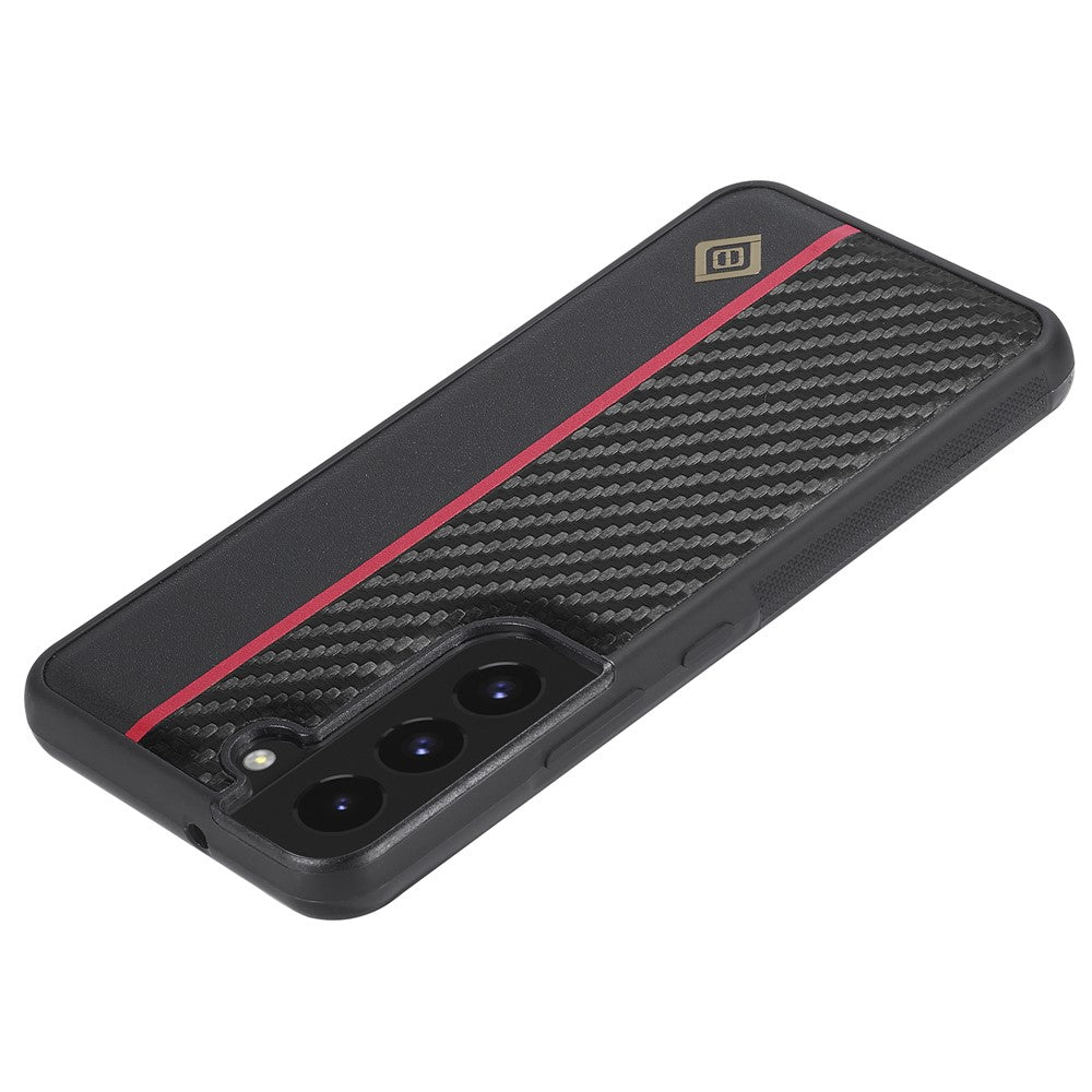 LC.IMEEKE For Samsung Galaxy S21 4G / 5G Carbon Fiber Texture Case PU Leather Coated TPU+EVA Fall Resistant Phone Cover