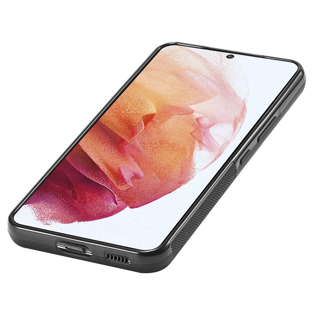 LC.IMEEKE For Samsung Galaxy S21 4G / 5G Carbon Fiber Texture Case PU Leather Coated TPU+EVA Fall Resistant Phone Cover