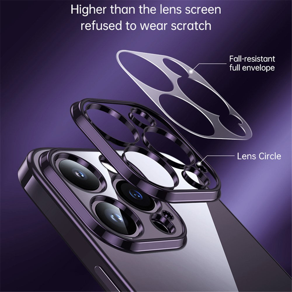 SULADA For iPhone 15 Pro TPU Back Cover Electroplating Straight Edge Clear Phone Case