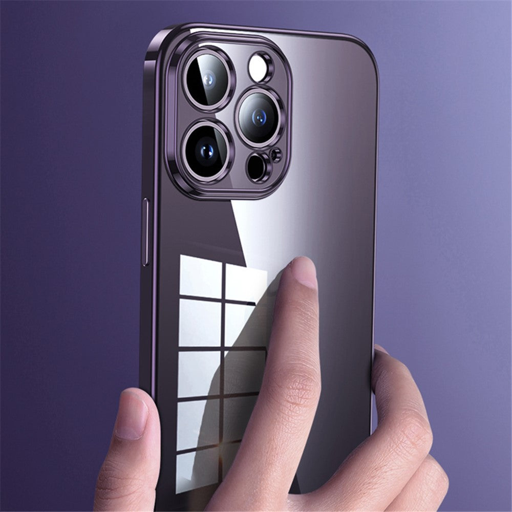 SULADA For iPhone 15 Pro TPU Back Cover Electroplating Straight Edge Clear Phone Case