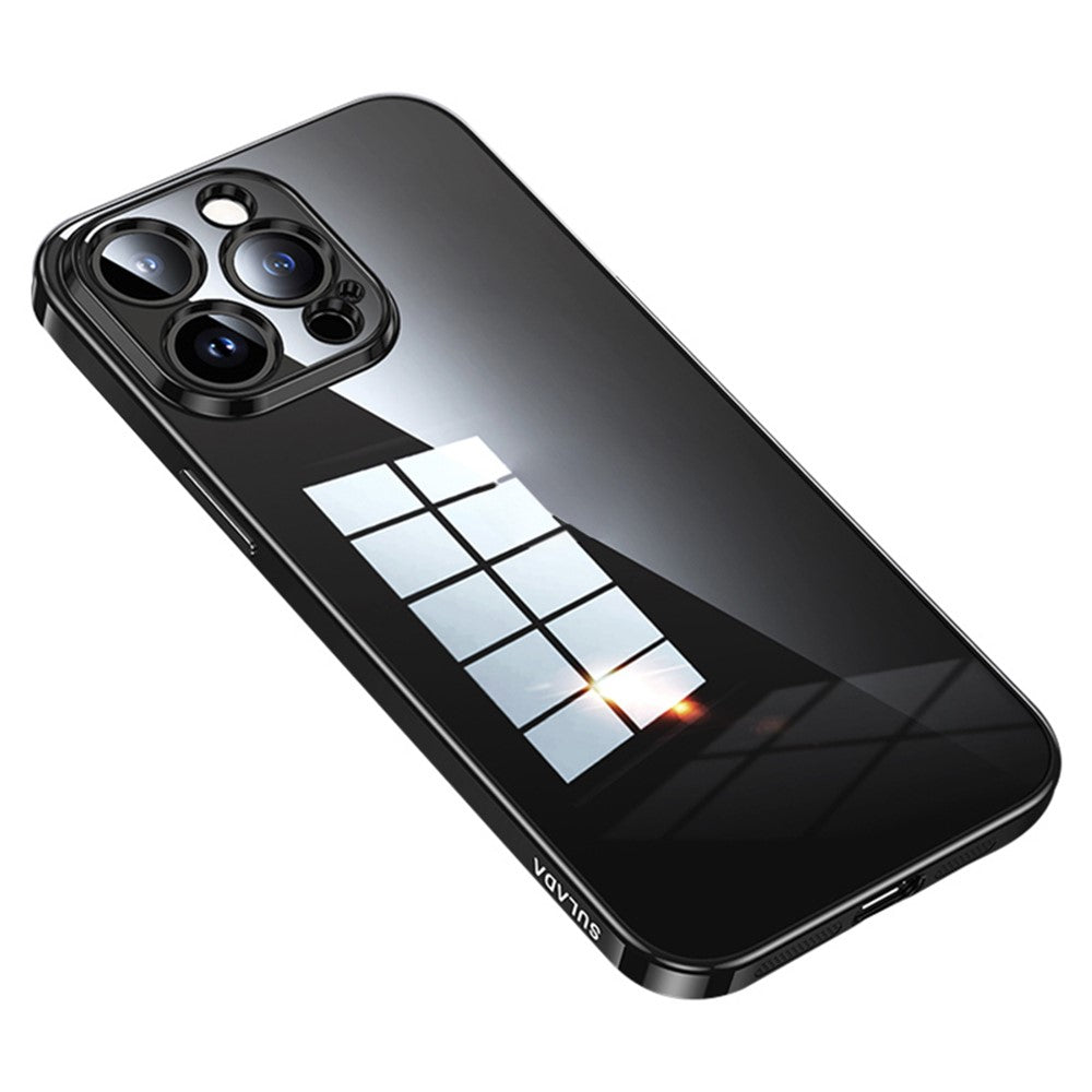 SULADA For iPhone 15 Pro TPU Back Cover Electroplating Straight Edge Clear Phone Case