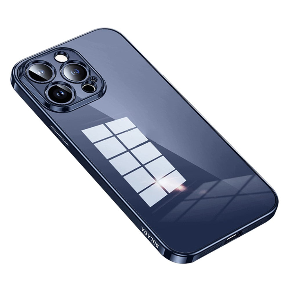 SULADA For iPhone 15 Pro TPU Back Cover Electroplating Straight Edge Clear Phone Case