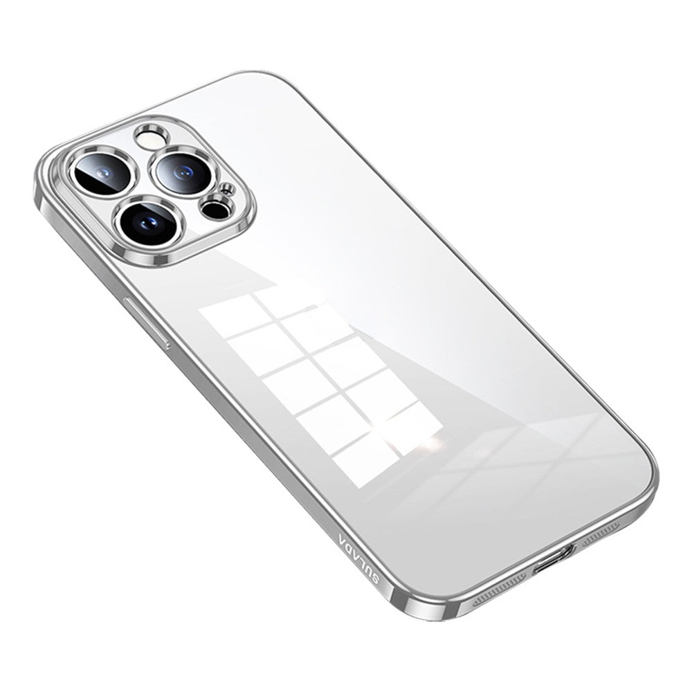 SULADA For iPhone 15 Pro Max Scratch Proof Electroplating Straight Edge Clear Phone Case TPU Cover