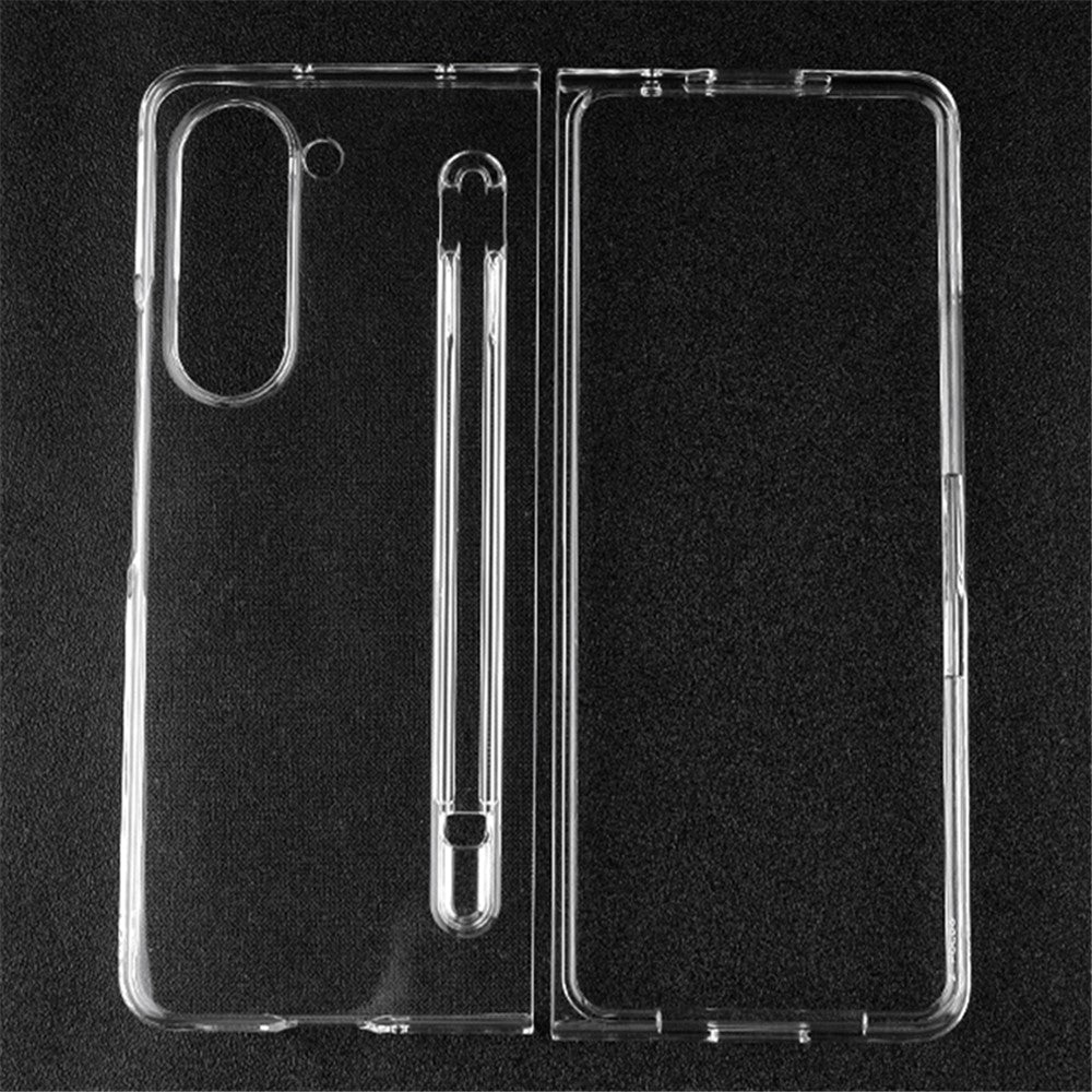 Samsung Galaxy Z Fold5 5G Transparent Phone Case Hard PC Anti-Scratch Cover with Pen Holder