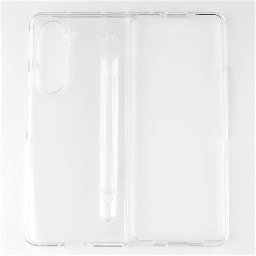 Samsung Galaxy Z Fold5 5G Transparent Phone Case Hard PC Anti-Scratch Cover with Pen Holder