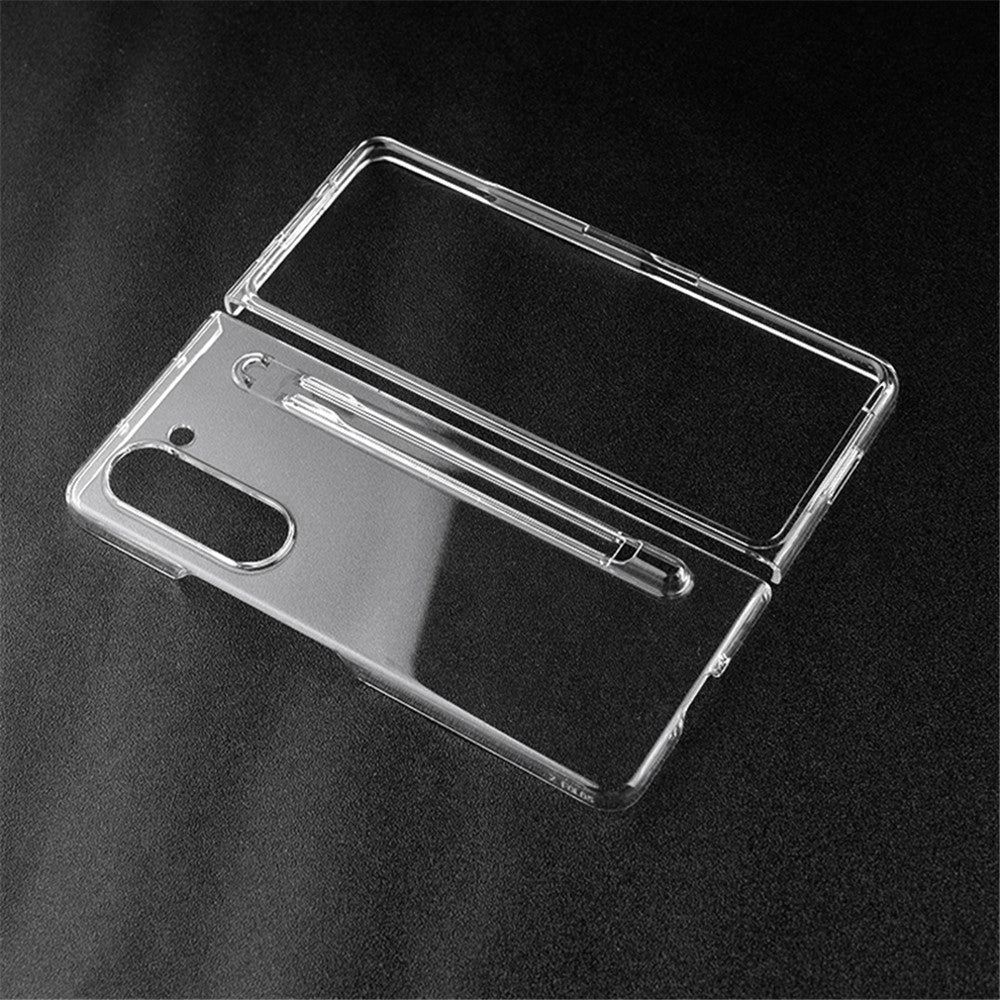 Samsung Galaxy Z Fold5 5G Transparent Phone Case Hard PC Anti-Scratch Cover with Pen Holder