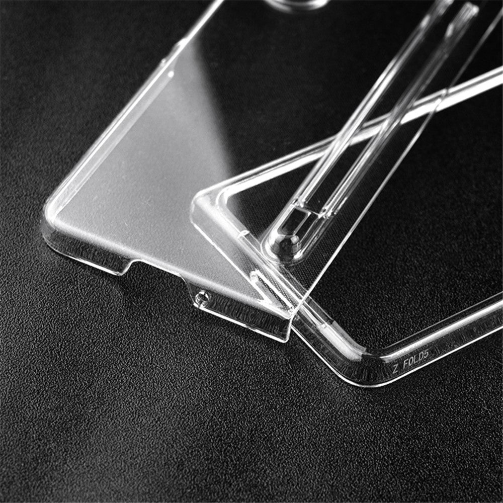 Samsung Galaxy Z Fold5 5G Transparent Phone Case Hard PC Anti-Scratch Cover with Pen Holder