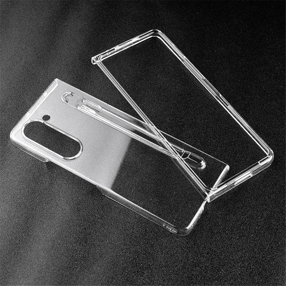 Samsung Galaxy Z Fold5 5G Transparent Phone Case Hard PC Anti-Scratch Cover with Pen Holder