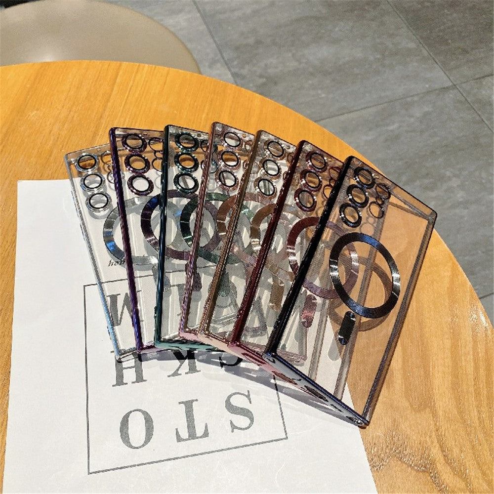 For Samsung Galaxy S23 Ultra Magnetic Phone Case Soft TPU Electroplating Cover with Lens Film