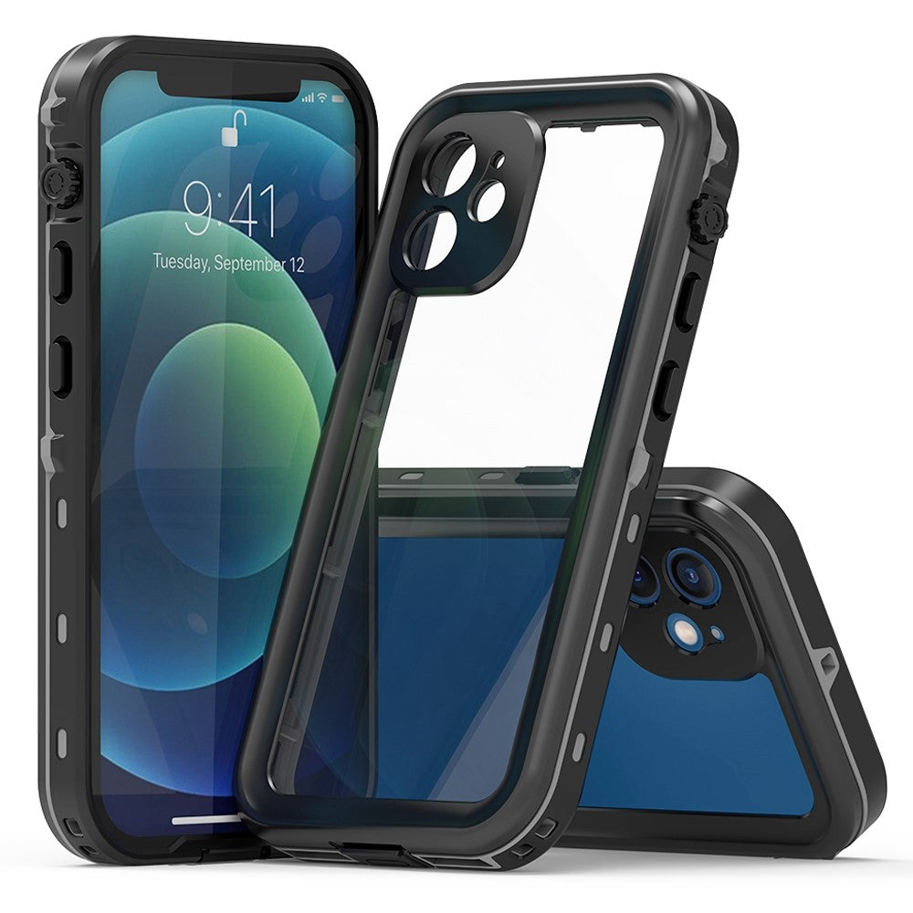 iPhone 12 mini PC+TPU Sealed Phone Case IP68 Waterproof Snowproof Snorkeling Clear Cover