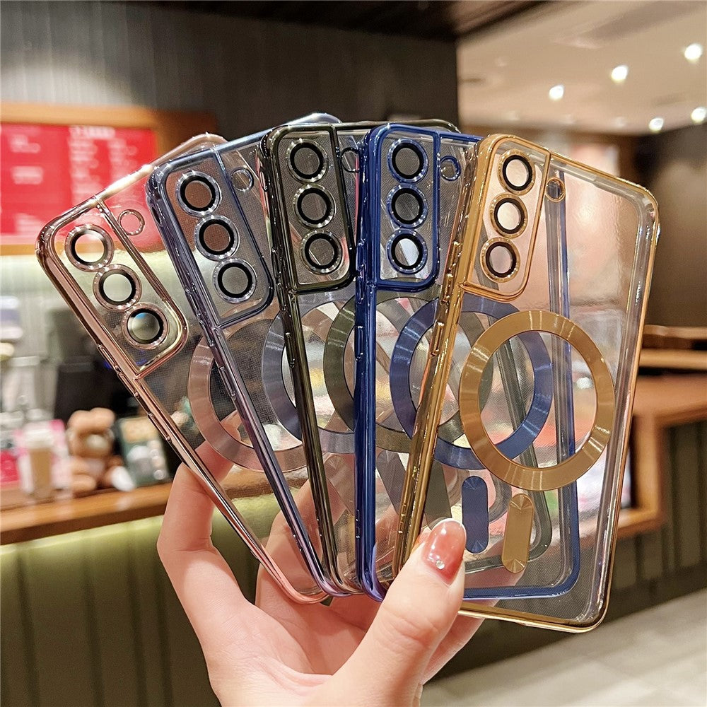 For Samsung Galaxy S22 5G Case Built-in Lens Film TPU Magnetic Phone Cover