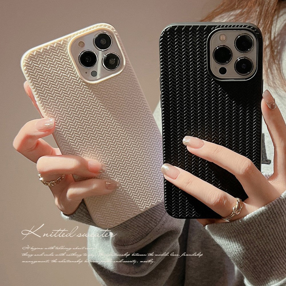 For iPhone 15 Pro Case Woven Texture Soft TPU Anti-scratch Phone Cover