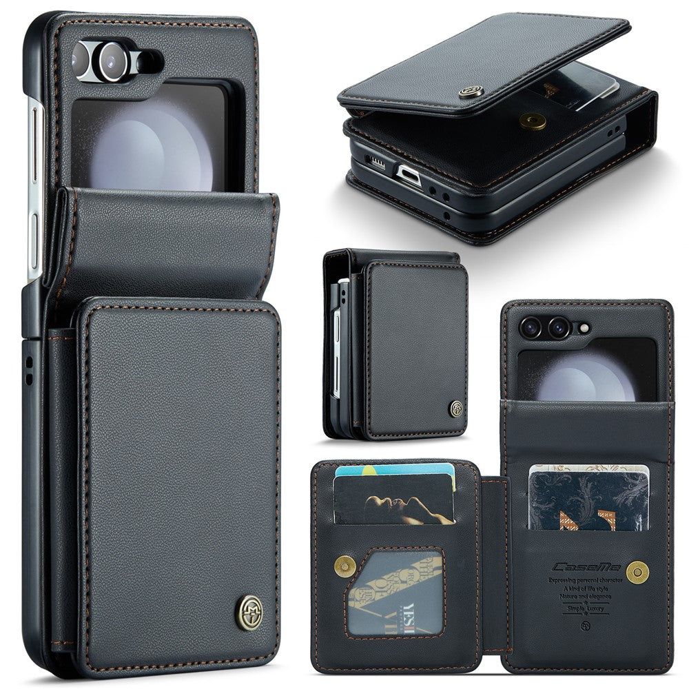 Samsung Galaxy Z Flip5 5G Phone Case CASEME C22 Leather Back Cover with RFID Blocking Card Slots