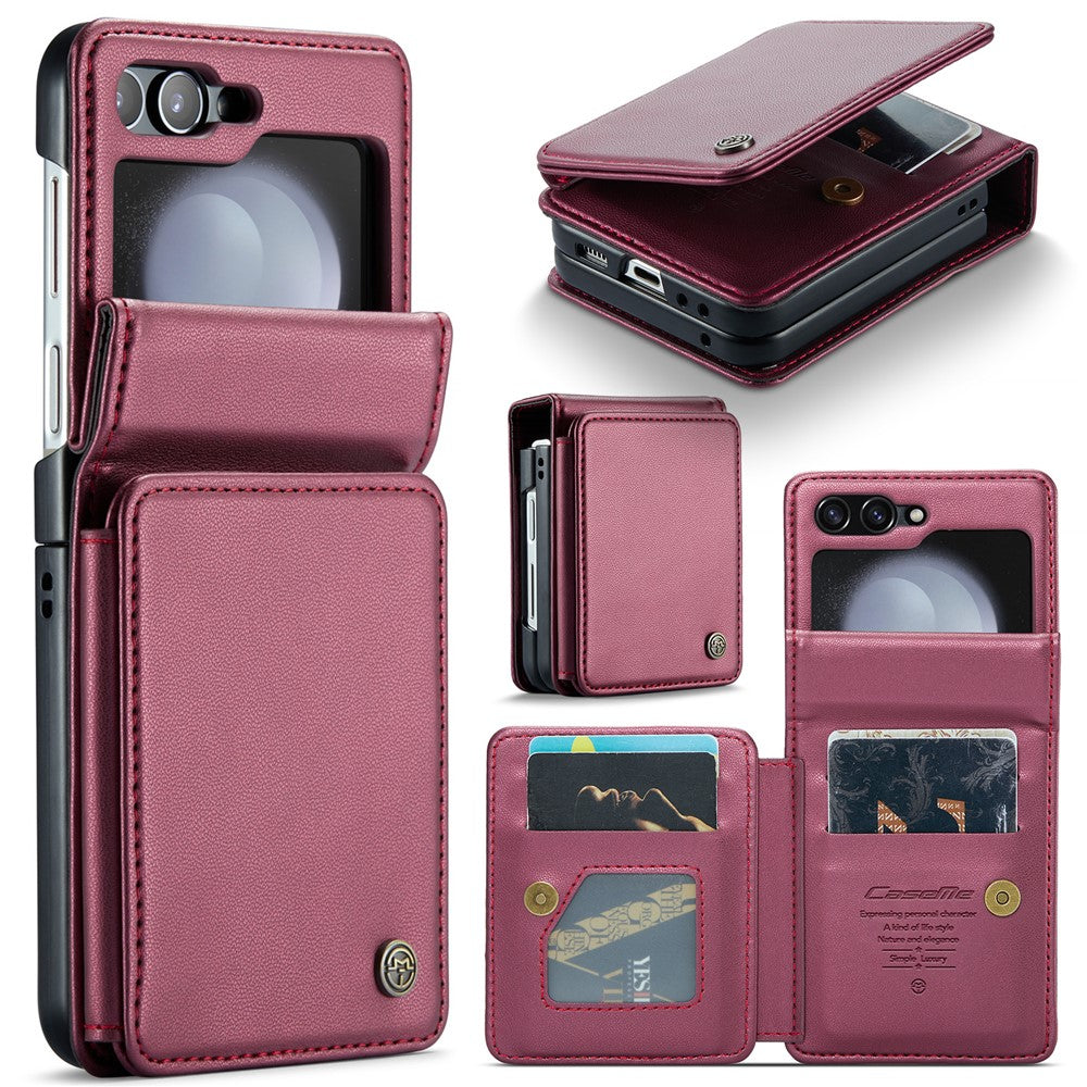 Samsung Galaxy Z Flip5 5G Phone Case CASEME C22 Leather Back Cover with RFID Blocking Card Slots