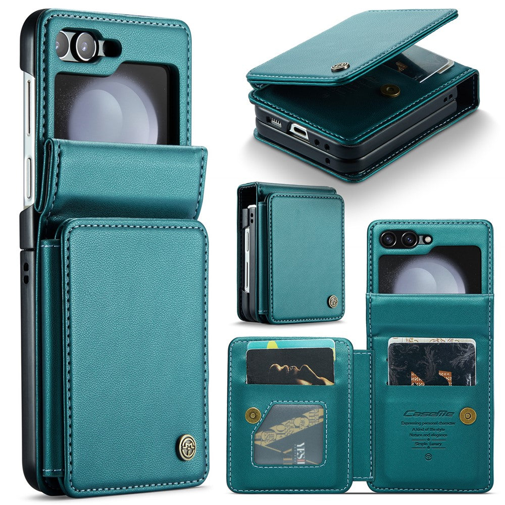 Samsung Galaxy Z Flip5 5G Phone Case CASEME C22 Leather Back Cover with RFID Blocking Card Slots