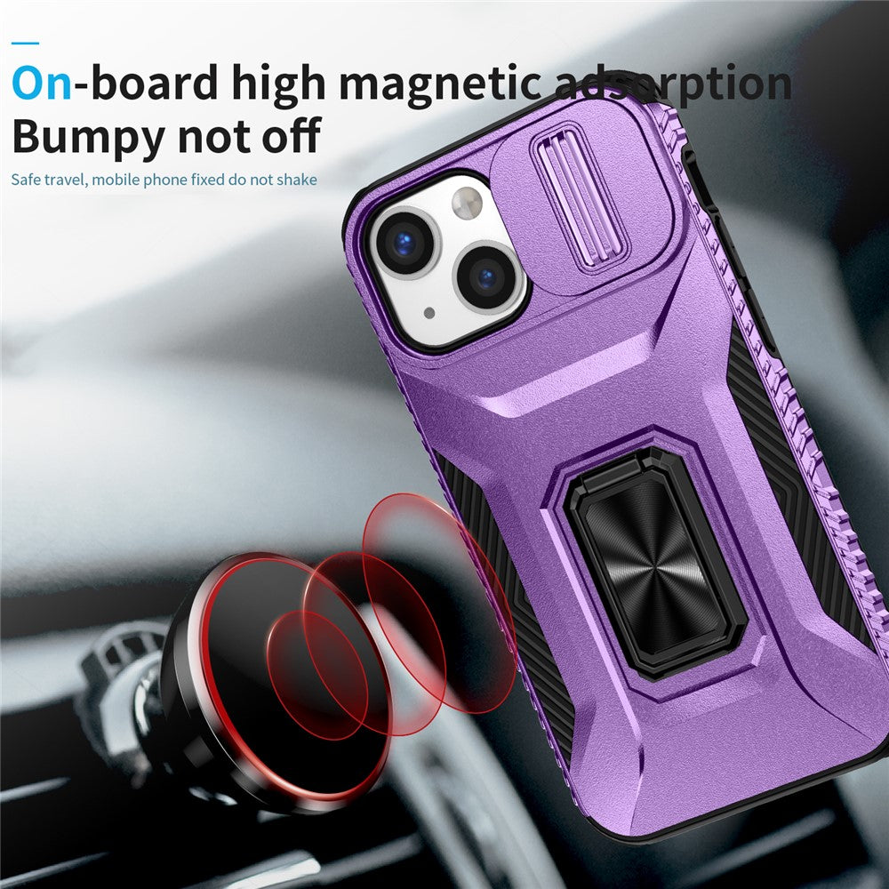 iPhone 12 mini / 13 mini Phone Case Rotate Ring Kickstand Cover Slide Lens Protection