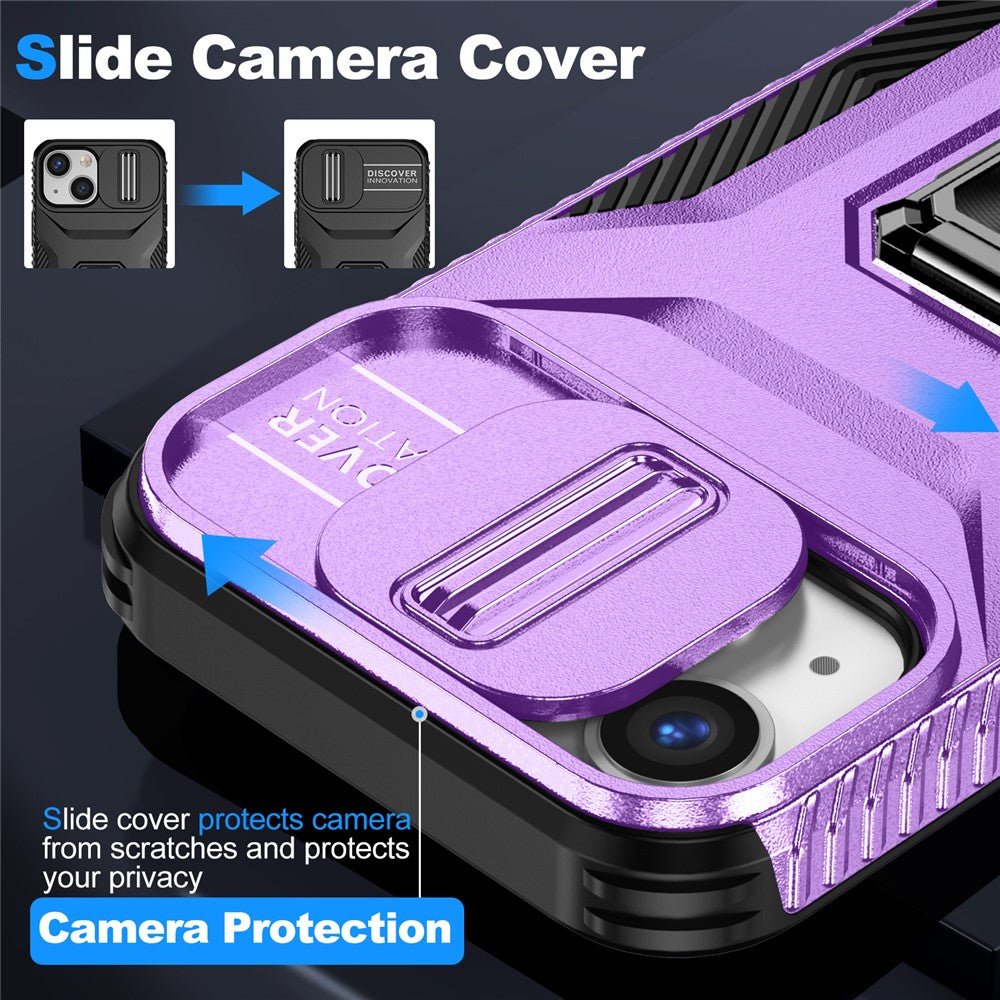 iPhone 12 mini / 13 mini Phone Case Rotate Ring Kickstand Cover Slide Lens Protection
