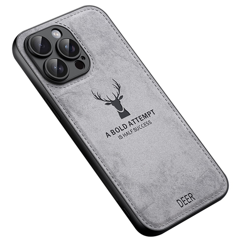 For iPhone 15 Pro Cell Phone Cases Deer Pattern Leather+TPU+PC Shockproof Cover