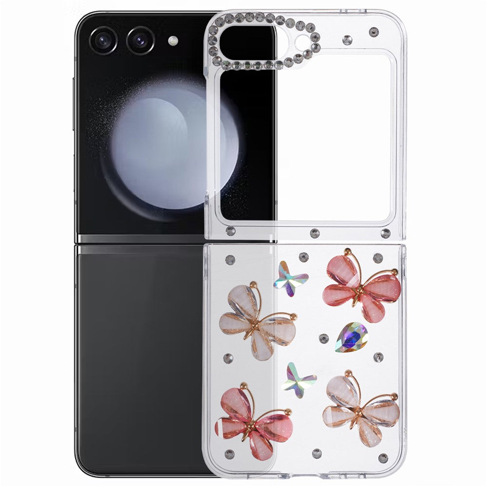 Samsung Galaxy Z Flip7 FE 5G / Z Flip6 5G Case 2-Piece Design Rhinestone Decor Plastic Phone Cover
