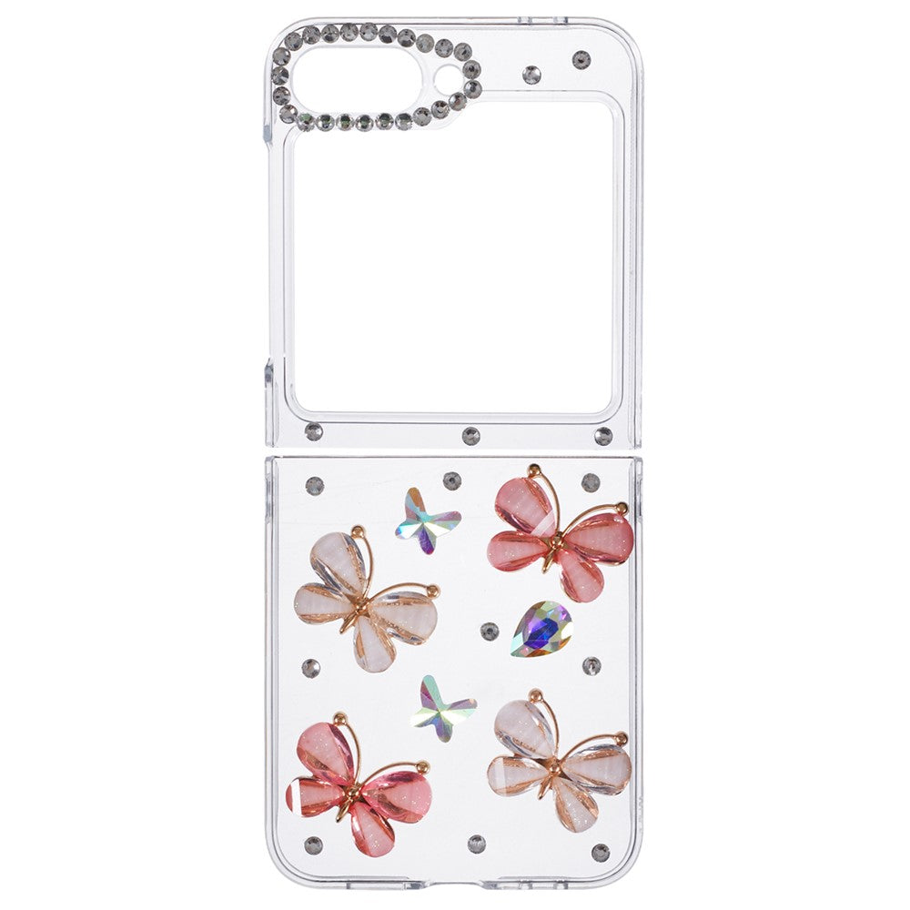 Samsung Galaxy Z Flip7 FE 5G / Z Flip6 5G Case 2-Piece Design Rhinestone Decor Plastic Phone Cover
