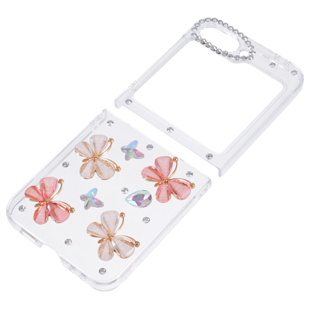 Samsung Galaxy Z Flip7 FE 5G / Z Flip6 5G Case 2-Piece Design Rhinestone Decor Plastic Phone Cover
