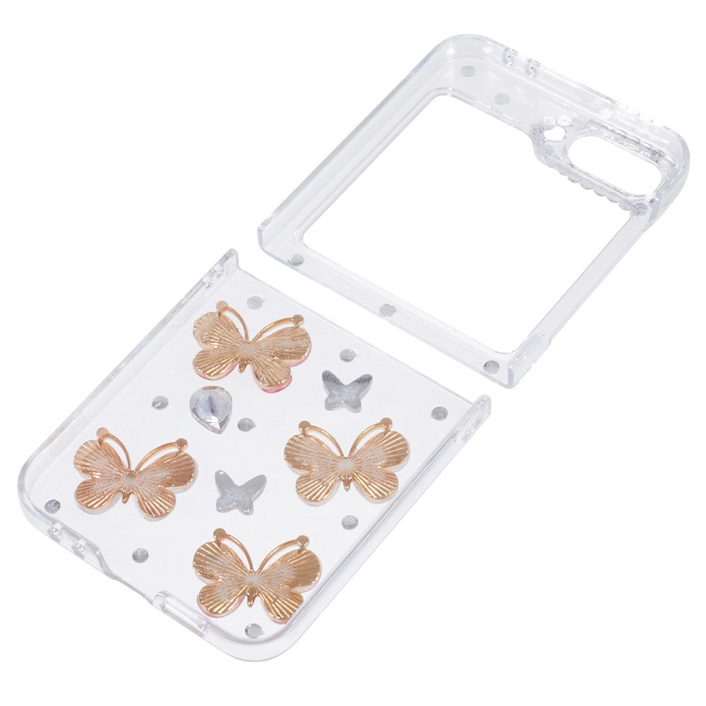 Samsung Galaxy Z Flip7 FE 5G / Z Flip6 5G Case 2-Piece Design Rhinestone Decor Plastic Phone Cover