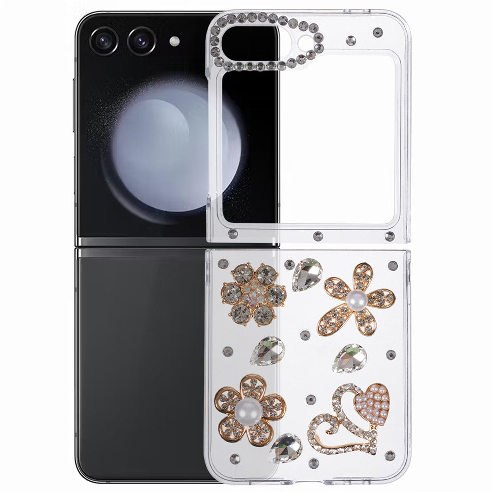 Samsung Galaxy Z Flip7 FE 5G / Z Flip6 5G Case 2-Piece Design Rhinestone Decor Plastic Phone Cover