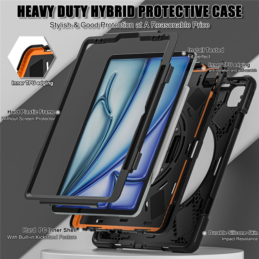 iPad Air 13 (2025) / (2024) / Pro 12.9 (2022) / (2021) / (2020) / (2018) Case PC+Silicone Tablet Cover Adsorption Pen Slot