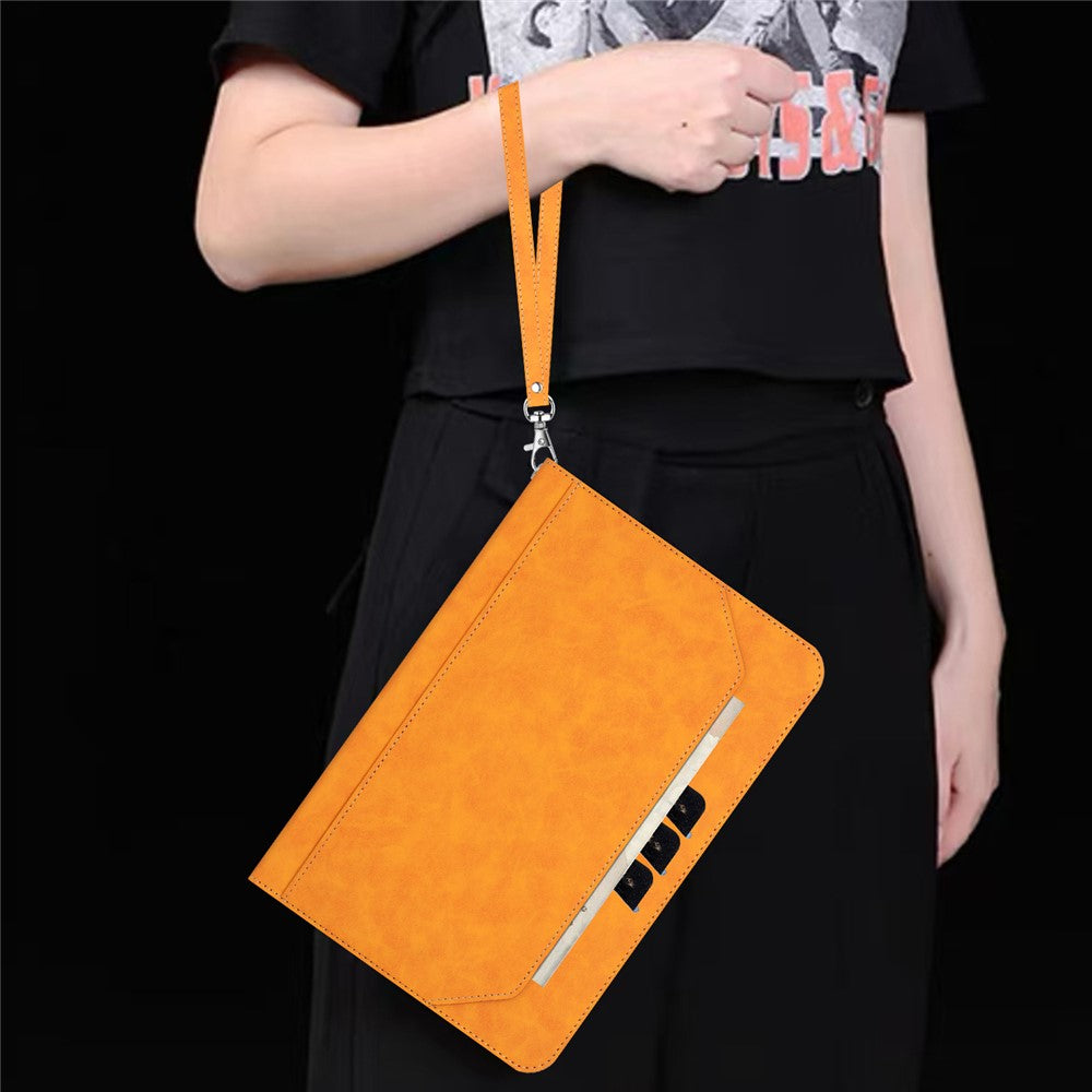 iPad mini (2021) Wallet Case Auto Wake / Sleep Leather Flip Tablet Cover Cowhide Texture