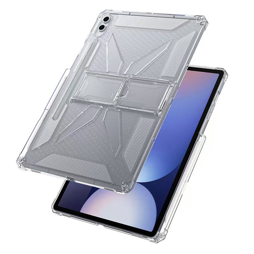 For Samsung Galaxy Tab S9 FE+ Clear Case Kickstand Shockproof TPU + PC Tablet Cover with Pen Slot