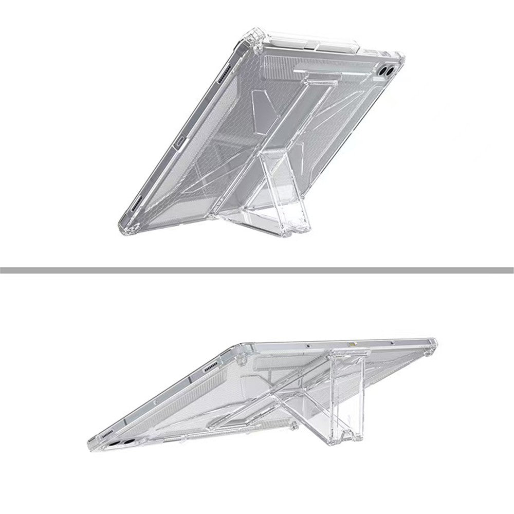 For Samsung Galaxy Tab S9 FE+ Clear Case Kickstand Shockproof TPU + PC Tablet Cover with Pen Slot