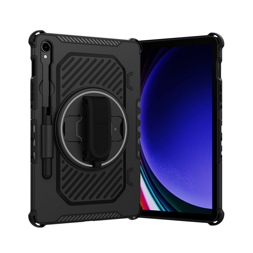 Kickstand Case for Samsung Galaxy Tab S9 FE / S9 / S8 / S7 PC + TPU Shockproof Tablet Cover with Hand Strap / Pen Slot