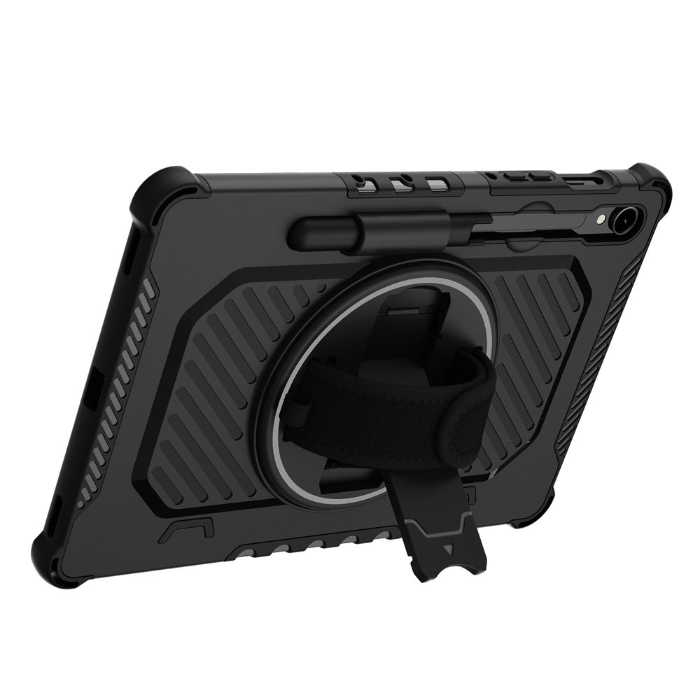 Kickstand Case for Samsung Galaxy Tab S9 FE / S9 / S8 / S7 PC + TPU Shockproof Tablet Cover with Hand Strap / Pen Slot
