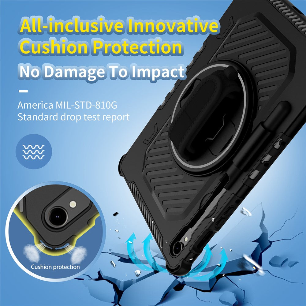 Kickstand Case for Samsung Galaxy Tab S9 FE / S9 / S8 / S7 PC + TPU Shockproof Tablet Cover with Hand Strap / Pen Slot