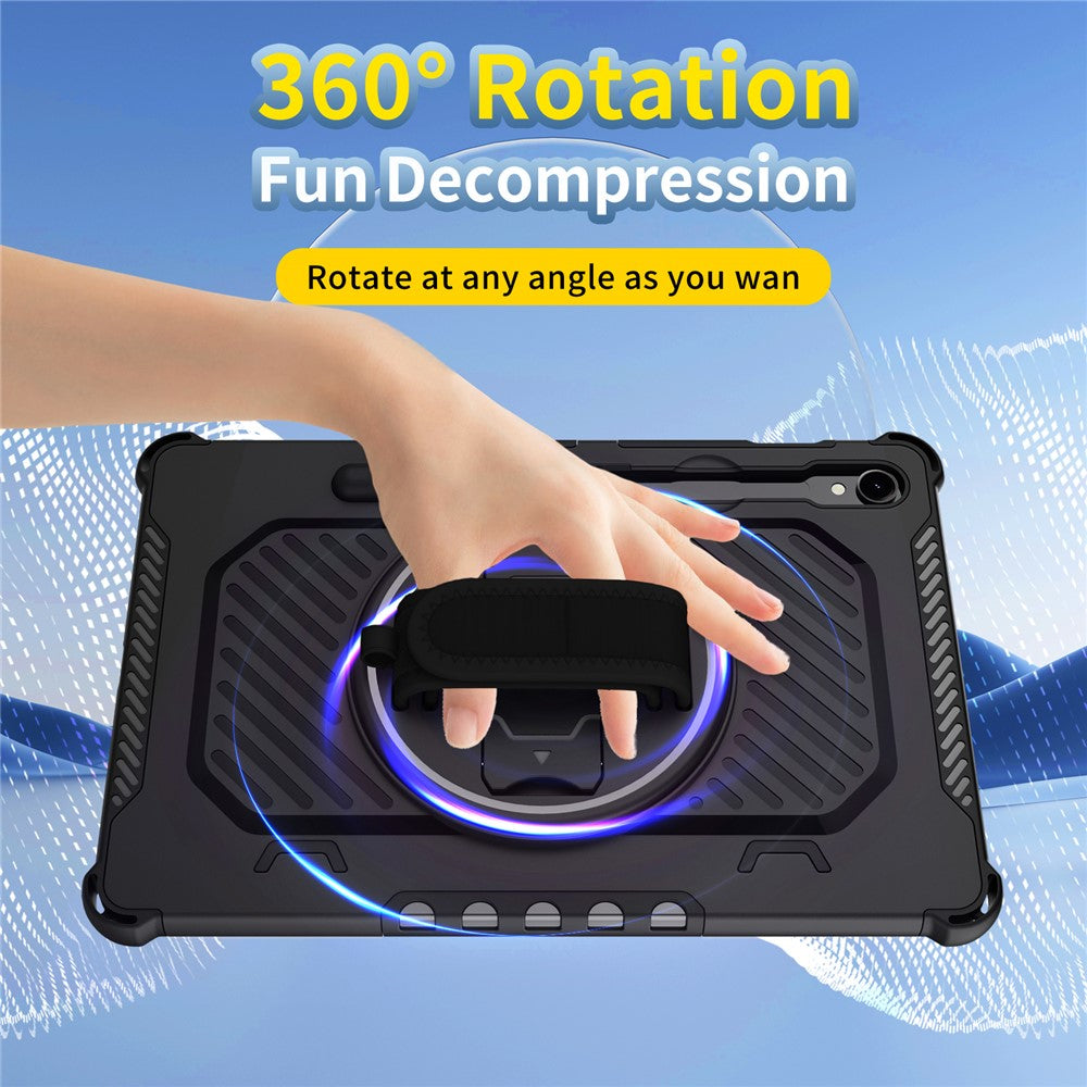 Kickstand Case for Samsung Galaxy Tab S9 FE / S9 / S8 / S7 PC + TPU Shockproof Tablet Cover with Hand Strap / Pen Slot