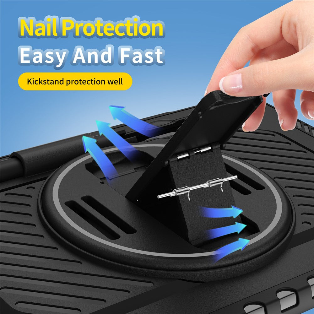 Kickstand Case for Samsung Galaxy Tab S9 FE / S9 / S8 / S7 PC + TPU Shockproof Tablet Cover with Hand Strap / Pen Slot