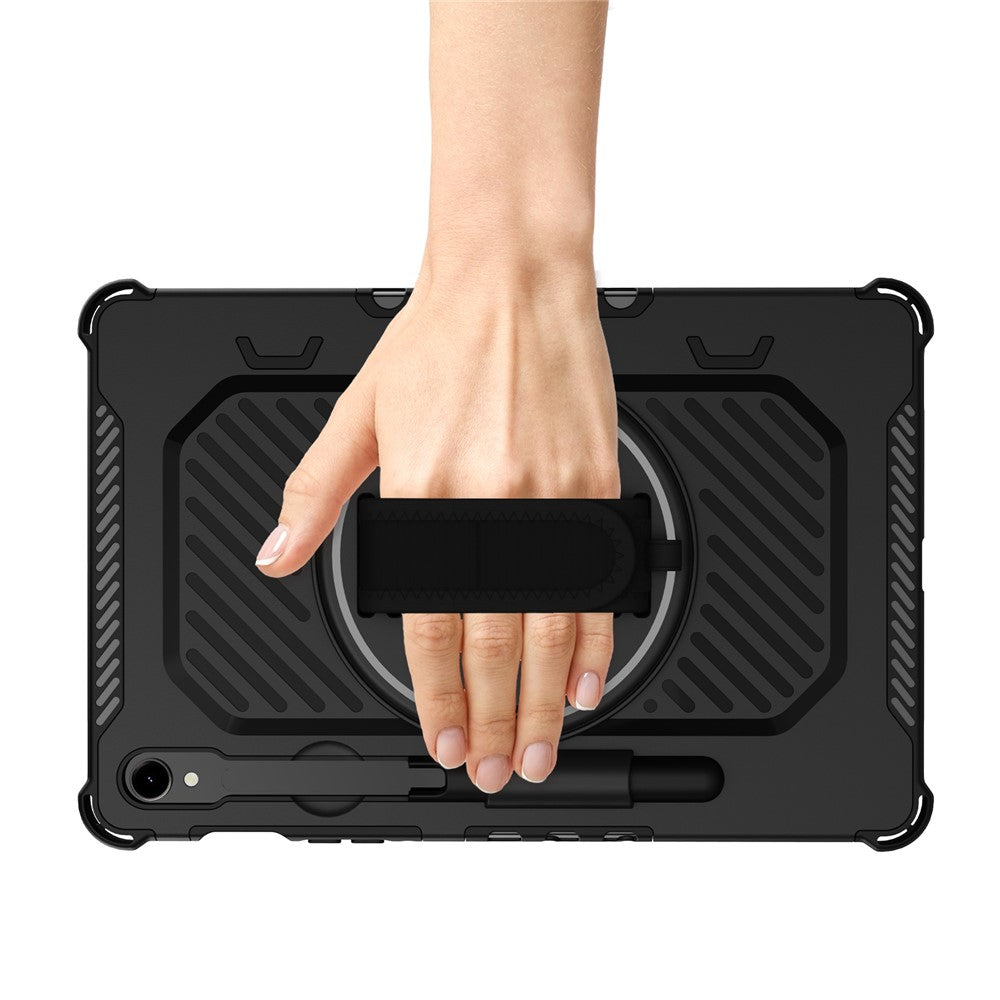 Kickstand Case for Samsung Galaxy Tab S9 FE / S9 / S8 / S7 PC + TPU Shockproof Tablet Cover with Hand Strap / Pen Slot