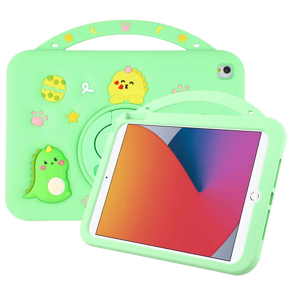 Silicone Case for iPad 10.2 (2021) / (2020) / (2019) / iPad Air 10.5 inch (2019) / Pro 10.5-inch (2017) Rotating Kickstand Hand Grip Cute Tablet Cover