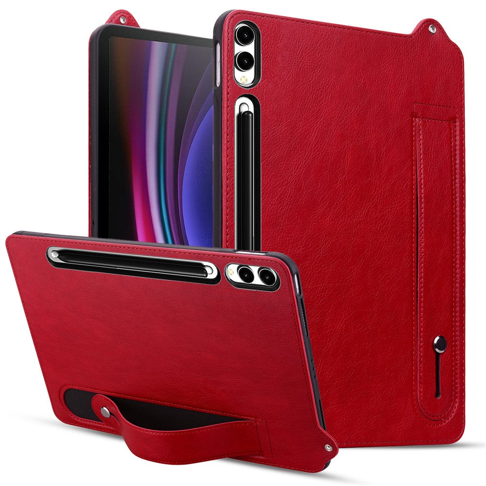 For Samsung Galaxy Tab S11 Ultra Case Hand Strap Kickstand Leather Tablet Cover