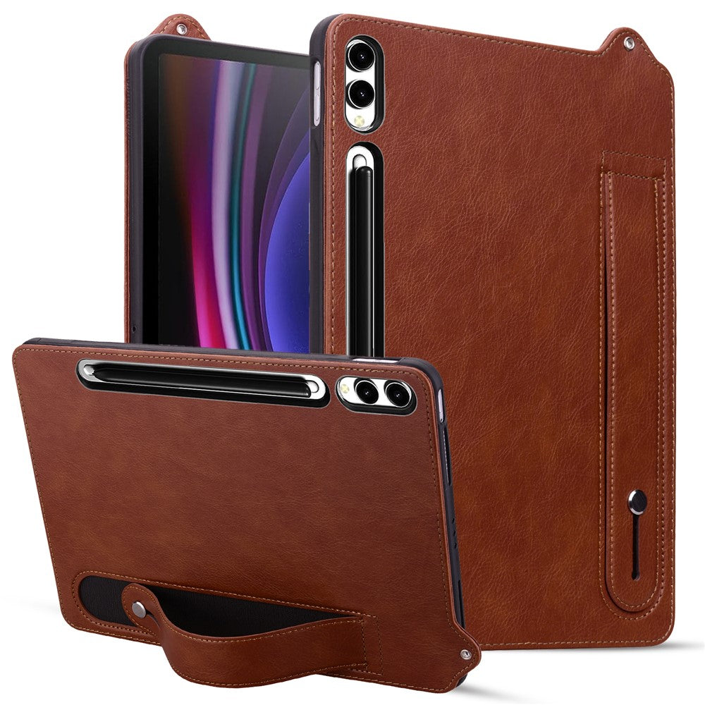 For Samsung Galaxy Tab S11 Ultra Case Hand Strap Kickstand Leather Tablet Cover
