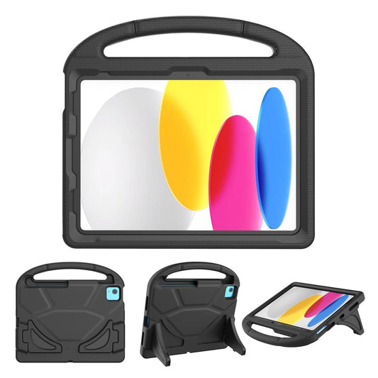 iPad (2025) / 10.9 (2022) Soccer Pattern EVA Tablet Case Kid Friendly Kickstand Handle Protective Cover